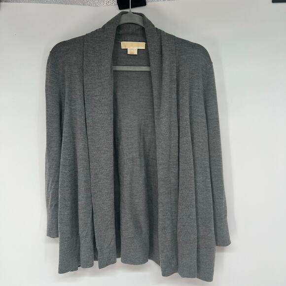 Michael Kors Italian Cashmer Silk Cardigan Sweater Women's M Gray - Picture 1 of 7